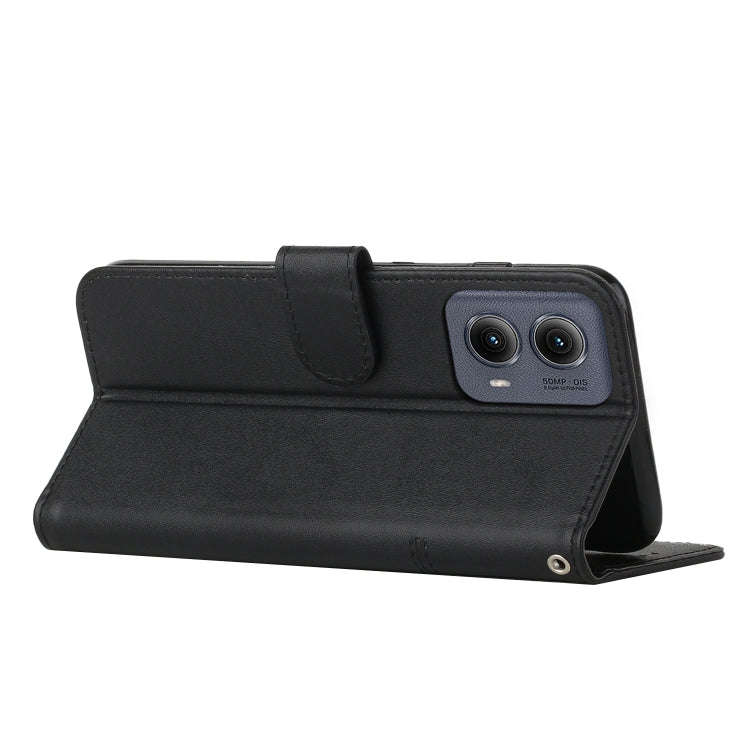 For Motorola Edge 2024 Stitching Calf Texture Buckle Leather Phone Case(Black)