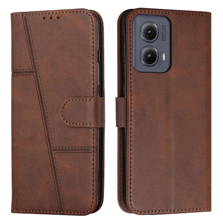 For Motorola Edge 2024 Stitching Calf Texture Buckle Leather Phone Case(Brown)