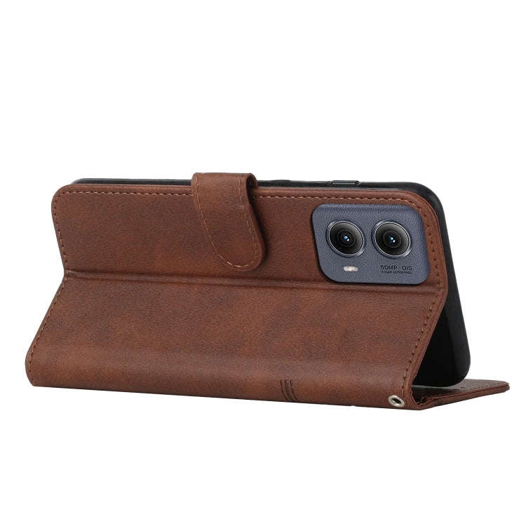 For Motorola Edge 2024 Stitching Calf Texture Buckle Leather Phone Case(Brown)