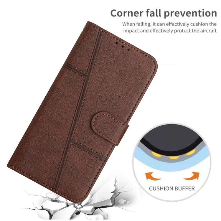 For Motorola Edge 2024 Stitching Calf Texture Buckle Leather Phone Case(Brown)