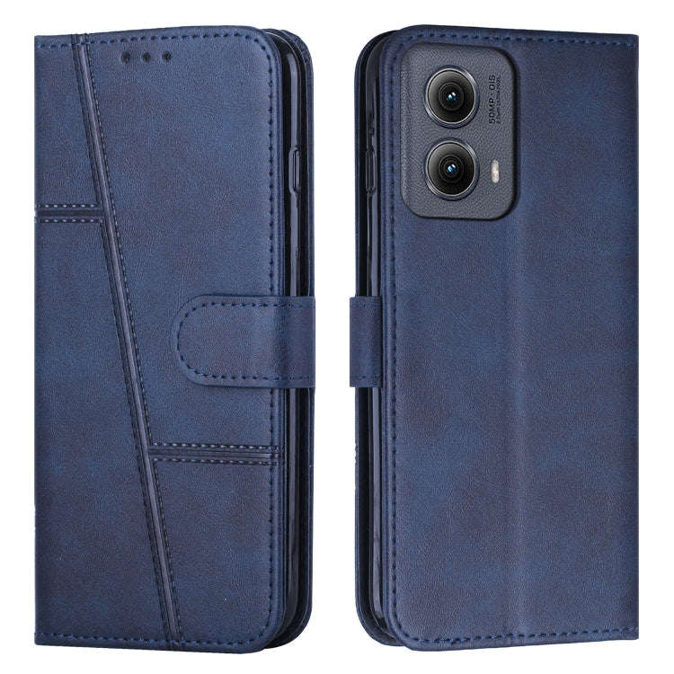 For Motorola Edge 2024 Stitching Calf Texture Buckle Leather Phone Case(Blue)
