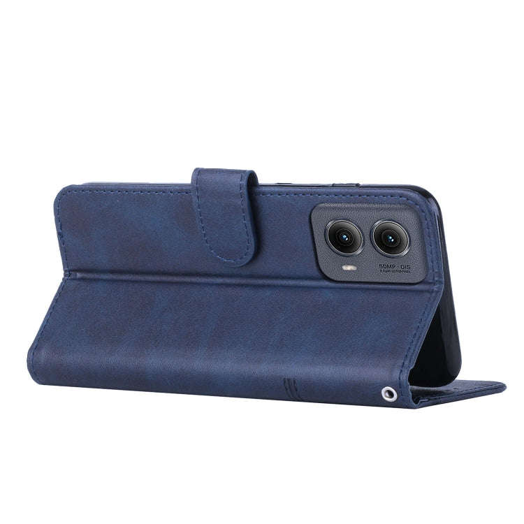 For Motorola Edge 2024 Stitching Calf Texture Buckle Leather Phone Case(Blue)