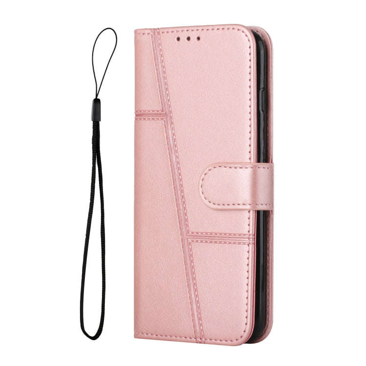 For Motorola Edge 2024 Stitching Calf Texture Buckle Leather Phone Case(Rose Gold)