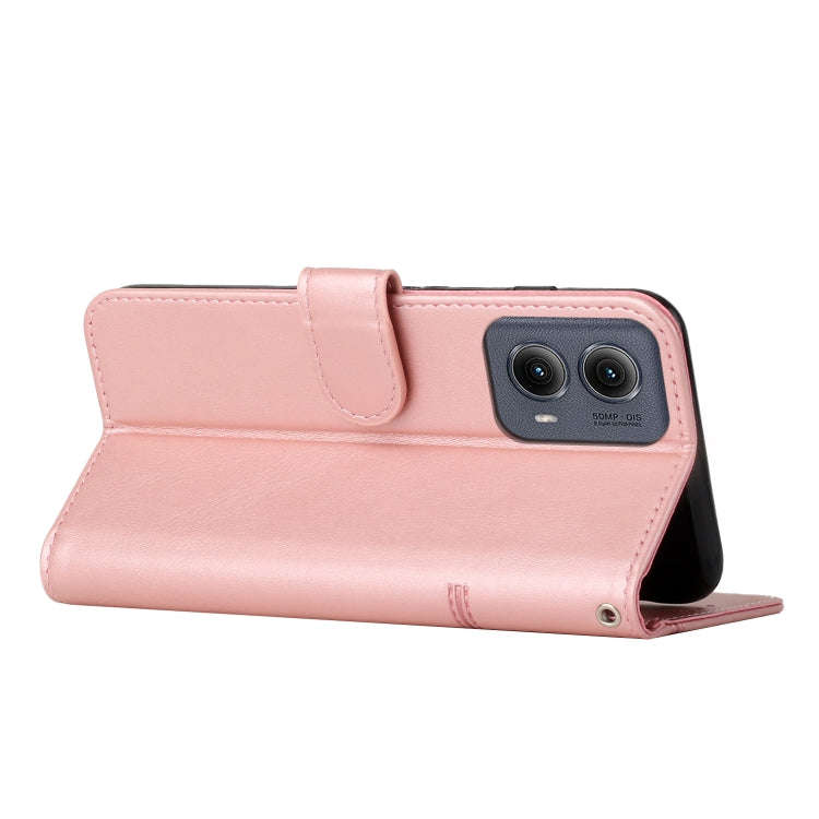 For Motorola Edge 2024 Stitching Calf Texture Buckle Leather Phone Case(Rose Gold)