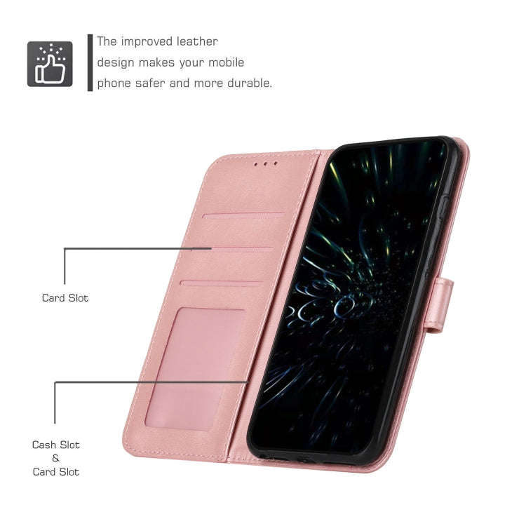 For Motorola Edge 2024 Stitching Calf Texture Buckle Leather Phone Case(Rose Gold)