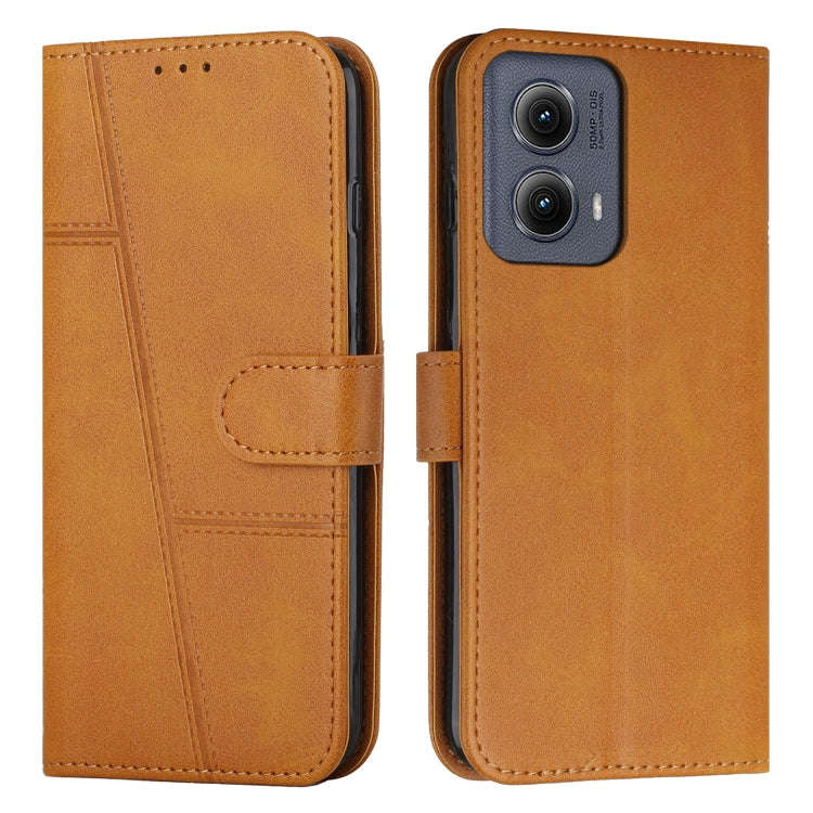 For Motorola Edge 2024 Stitching Calf Texture Buckle Leather Phone Case(Yellow)