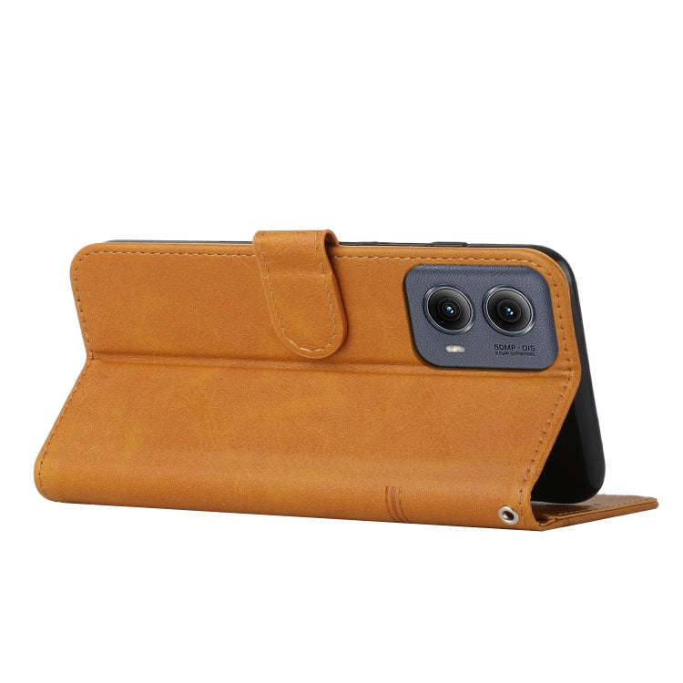 For Motorola Edge 2024 Stitching Calf Texture Buckle Leather Phone Case(Yellow)