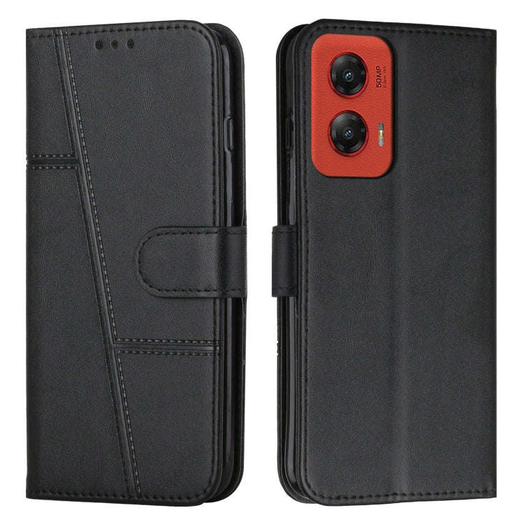 For Motorola Moto G Stylus 5G 2024 Stitching Calf Texture Buckle Leather Phone Case(Black)