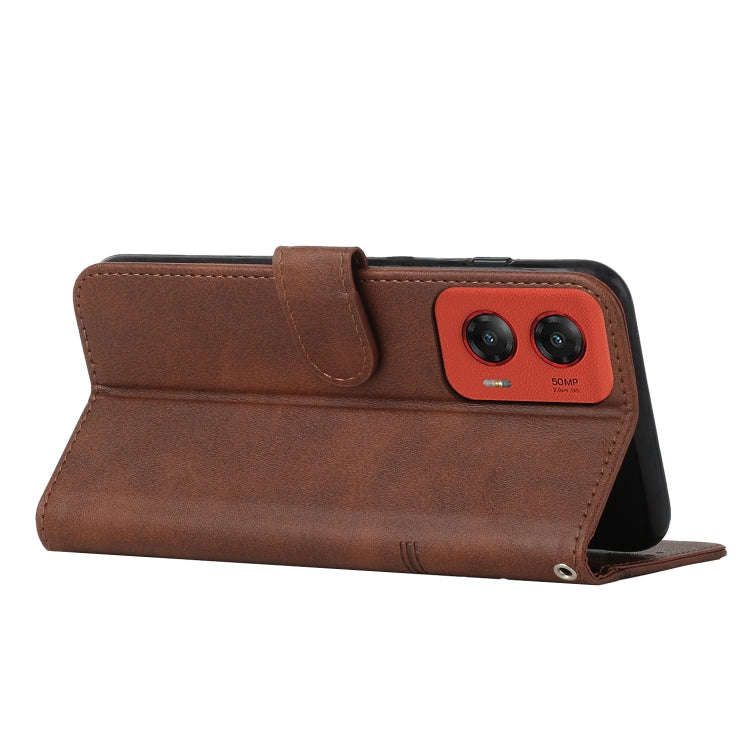 For Motorola Moto G Stylus 5G 2024 Stitching Calf Texture Buckle Leather Phone Case(Brown)