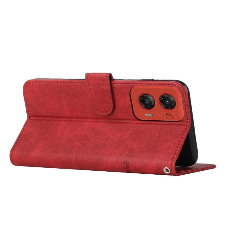 For Motorola Moto G Stylus 5G 2024 Stitching Calf Texture Buckle Leather Phone Case(Red)