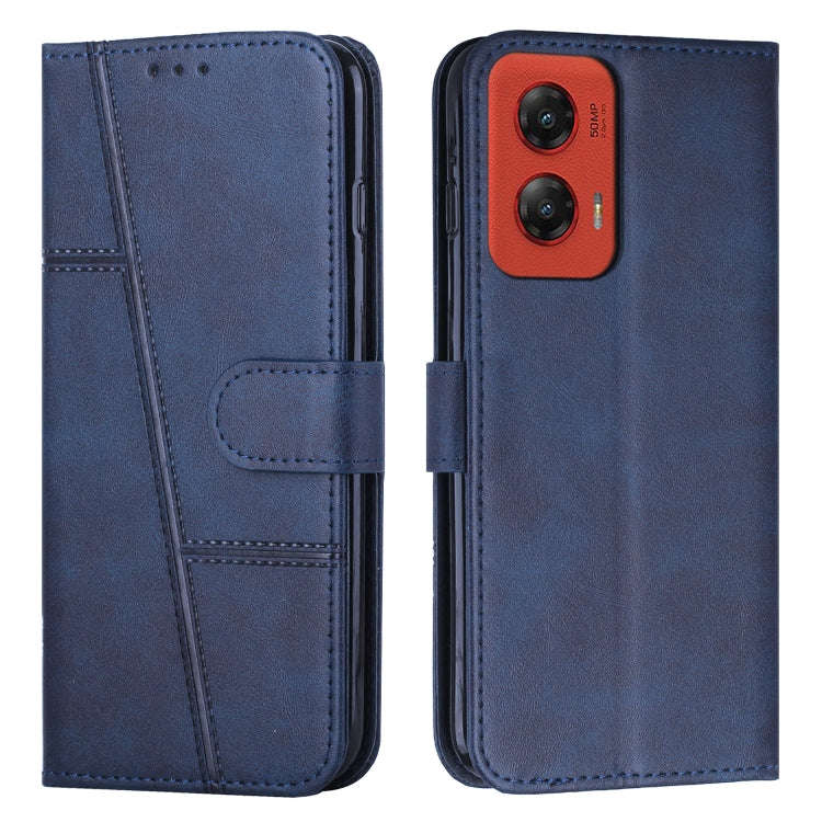For Motorola Moto G Stylus 5G 2024 Stitching Calf Texture Buckle Leather Phone Case(Blue)