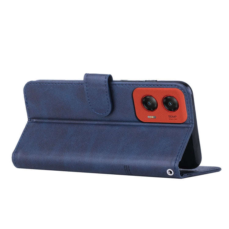 For Motorola Moto G Stylus 5G 2024 Stitching Calf Texture Buckle Leather Phone Case(Blue)