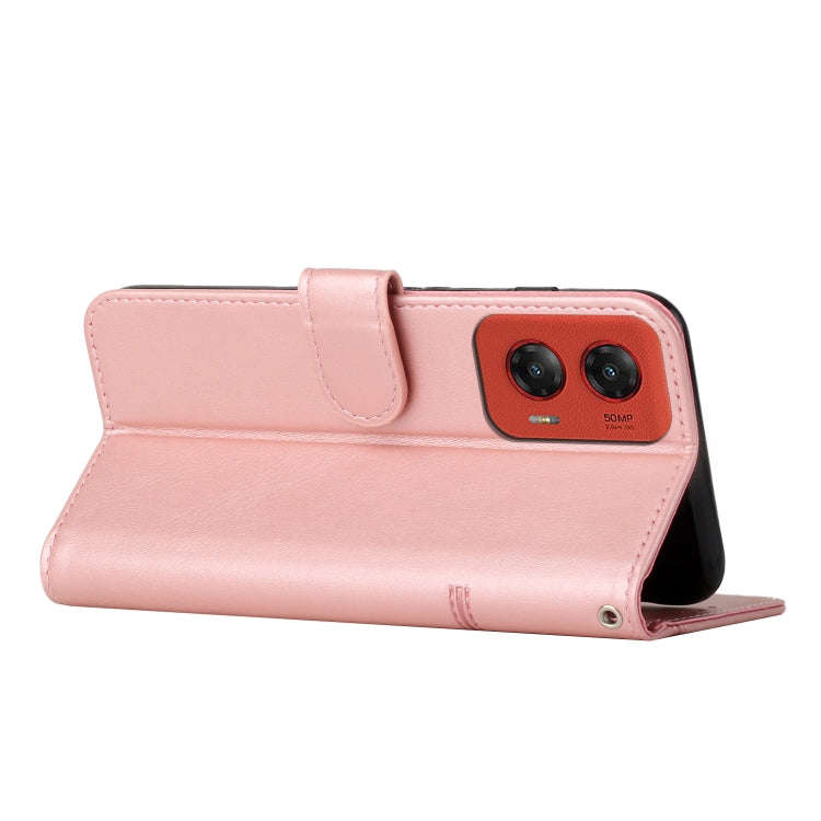 For Motorola Moto G Stylus 5G 2024 Stitching Calf Texture Buckle Leather Phone Case(Rose Gold)