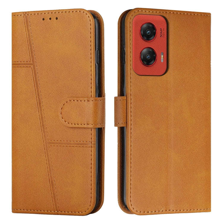 For Motorola Moto G Stylus 5G 2024 Stitching Calf Texture Buckle Leather Phone Case(Yellow)