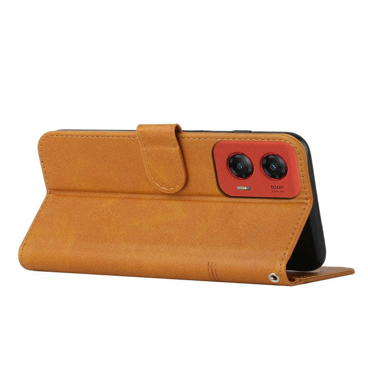 For Motorola Moto G Stylus 5G 2024 Stitching Calf Texture Buckle Leather Phone Case(Yellow)