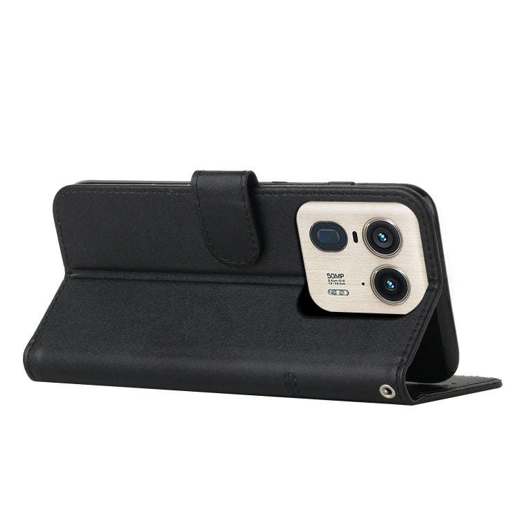 For Motorola Moto X50 Ultra Stitching Calf Texture Buckle Leather Phone Case(Black)