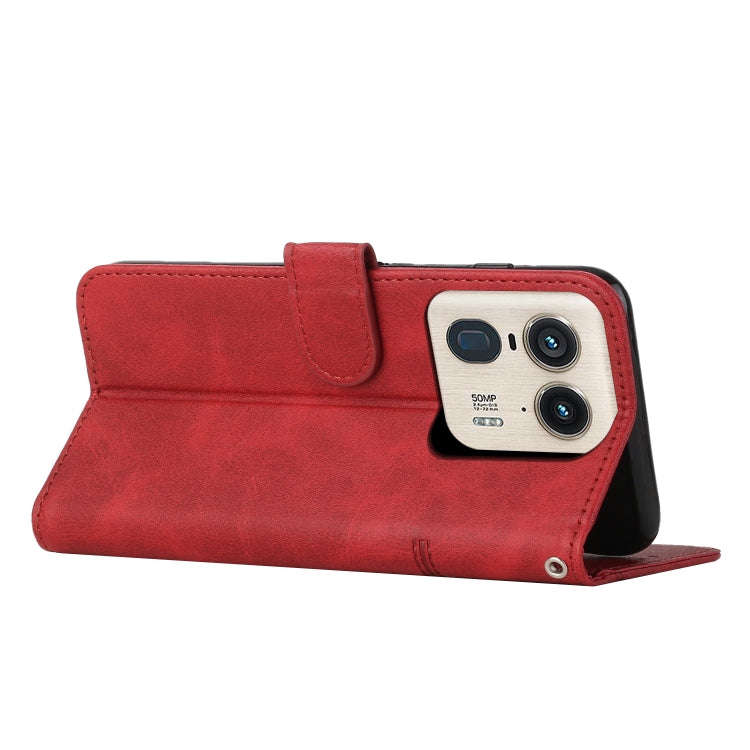 For Motorola Moto X50 Ultra Stitching Calf Texture Buckle Leather Phone Case(Red)