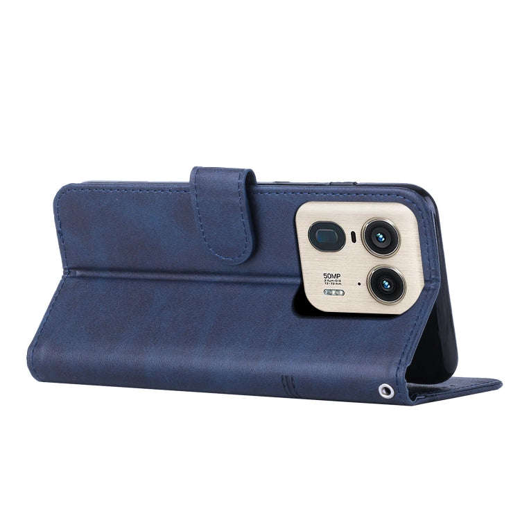 For Motorola Moto X50 Ultra Stitching Calf Texture Buckle Leather Phone Case(Blue)