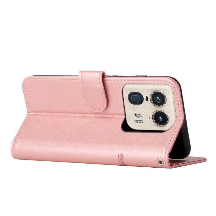 For Motorola Moto X50 Ultra Stitching Calf Texture Buckle Leather Phone Case(Rose Gold)