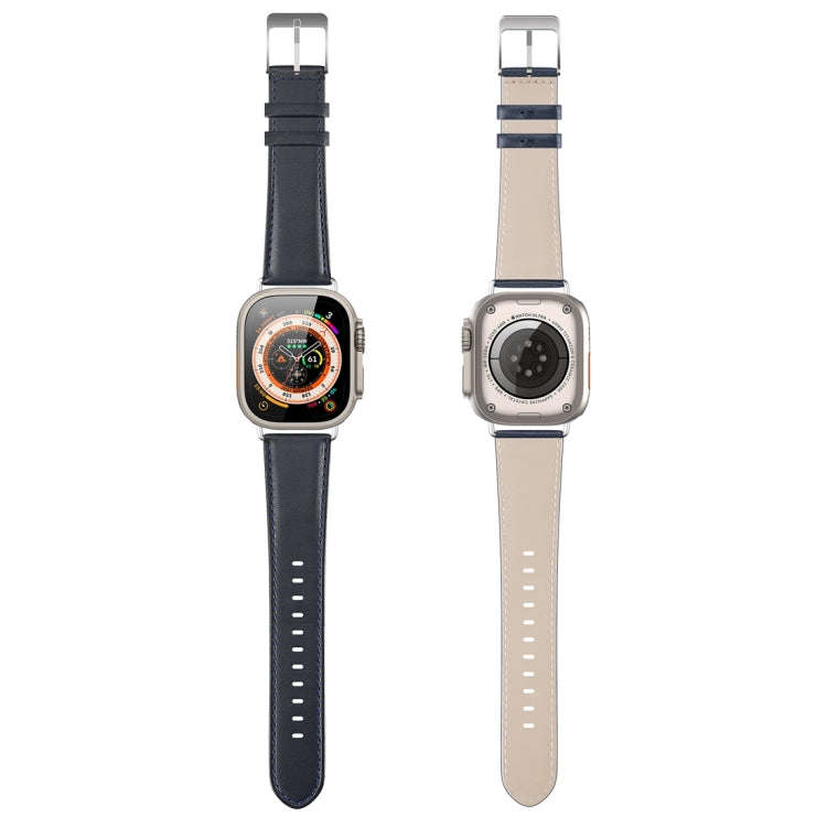 For Apple Watch 9 41mm DUX DUCIS YS Series Genuine Leather Watch Band(Blue)
