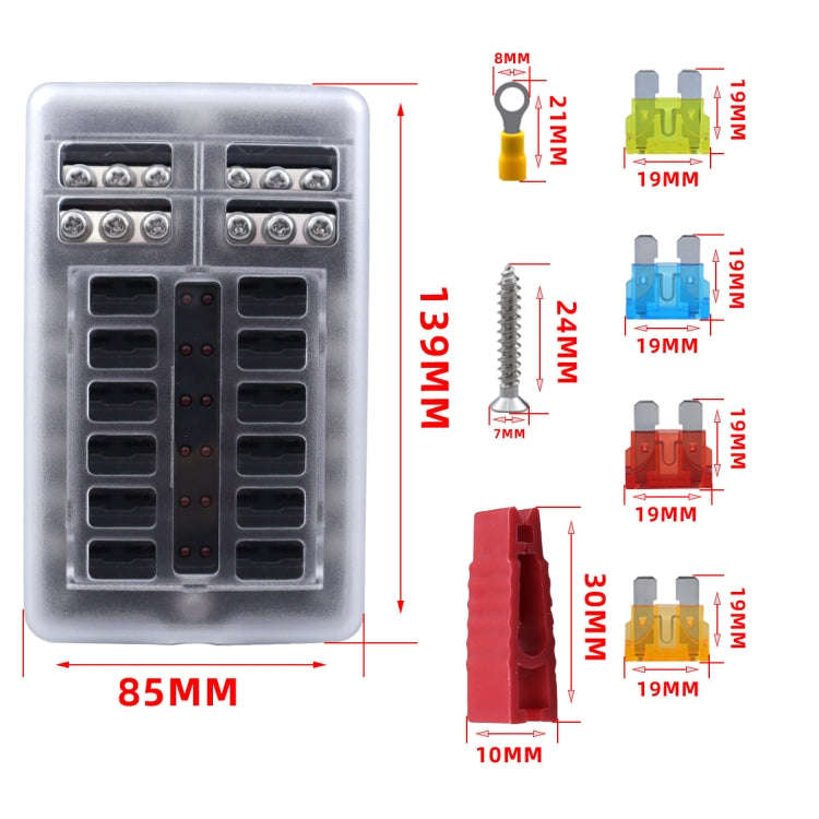 CP-4039 12 Way Fuse Block with 24pcs Fuses and 12pcs Terminals