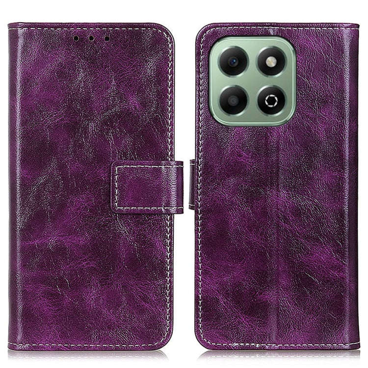 For Honor X6b Retro Crazy Horse Texture Flip Leather Phone Case(Purple)