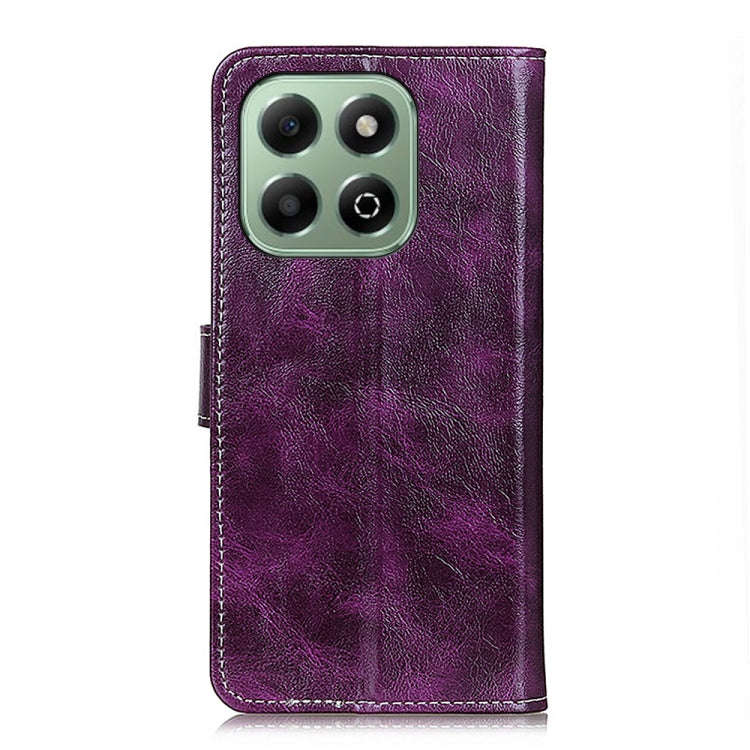 For Honor X6b Retro Crazy Horse Texture Flip Leather Phone Case(Purple)