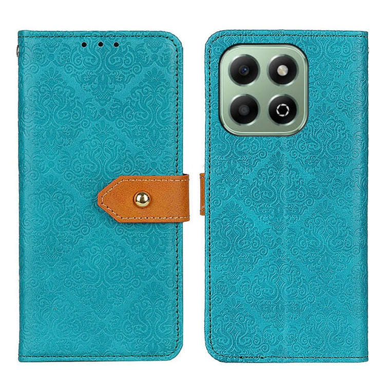 For Honor X6b European Floral Embossed Leather Phone Case(Blue)