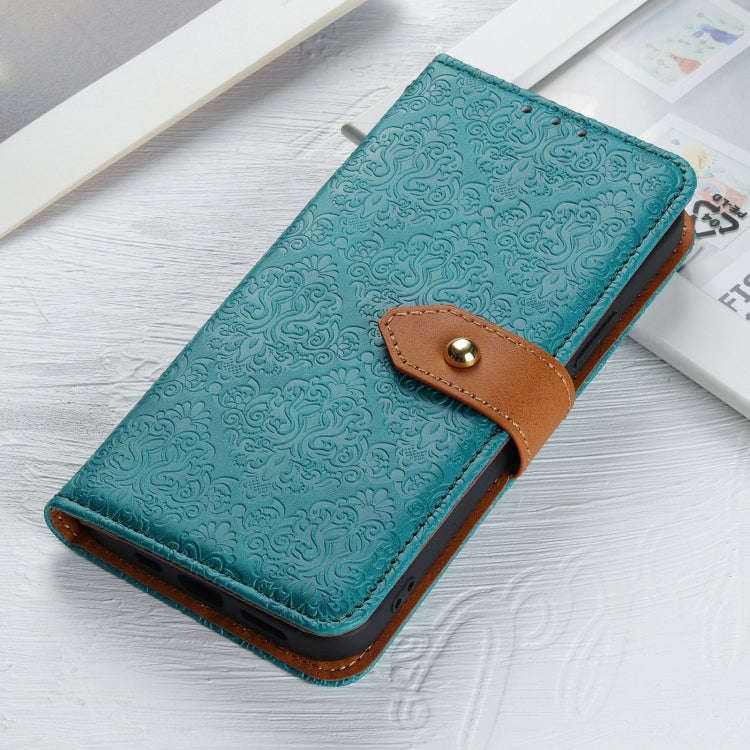 For Honor X6b European Floral Embossed Leather Phone Case(Blue)