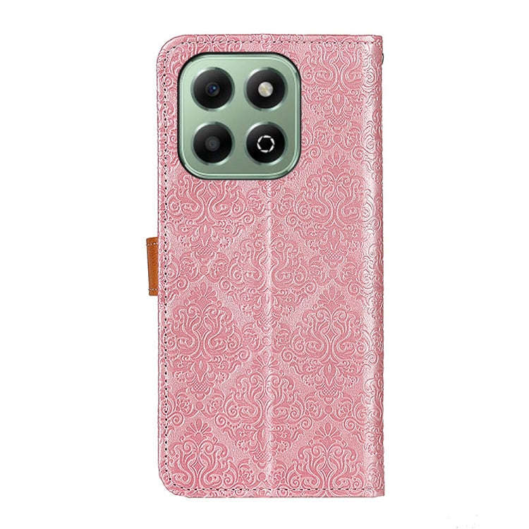 For Honor X6b European Floral Embossed Leather Phone Case(Pink)