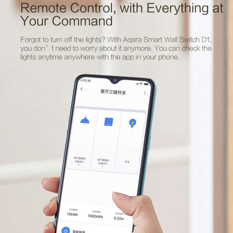 Original Xiaomi Youpin Aqara Smart Wall Switch D1, Zero FireWire Three Button Version