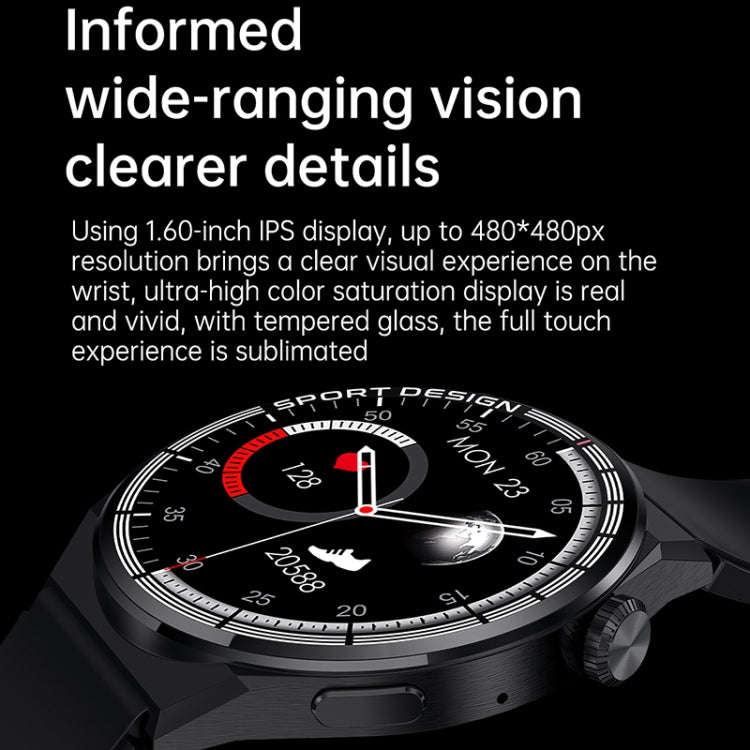 HDT MAX 1.60 inch Black Dial Silicone Band IP68 Waterproof Smart Watch Support Bluetooth Call(Black)
