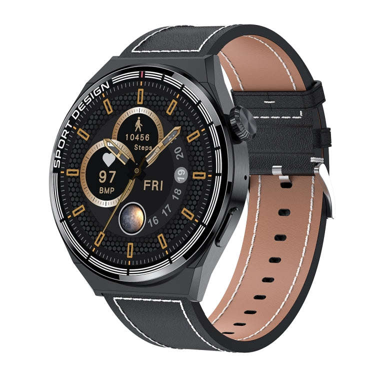 HDT MAX 1.60 inch Black Dial Leather Band IP68 Waterproof Smart Watch Support Bluetooth Call(Black)