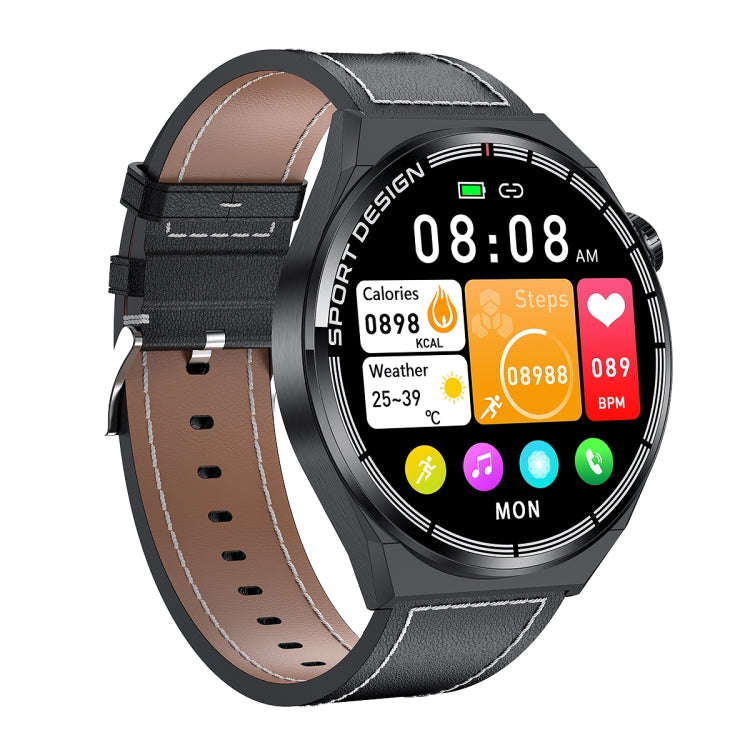 HDT MAX 1.60 inch Black Dial Leather Band IP68 Waterproof Smart Watch Support Bluetooth Call(Black)