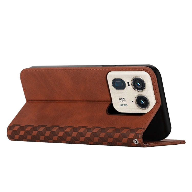 For Motorola Moto X50 Ultra Diamond Splicing Skin Feel Magnetic Leather Phone Case(Brown)