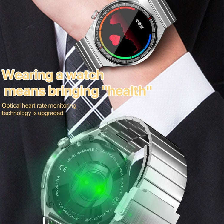 1.3 inch Bamboo Steel Band IP68 Waterproof Smart Watch Support Bluetooth Call(Silver)
