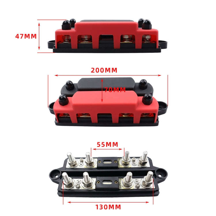 CP-4133 RV / Yacht M6 4-stud Double Row Busbar(Red Black)