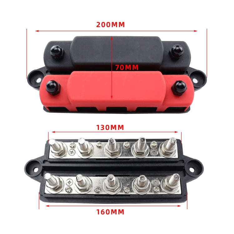 CP-4135 RV / Yacht M10 5-stud Double Row Busbar(Red Black)
