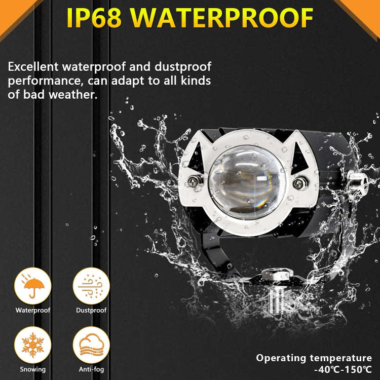 S19 IP68 Waterproof Motorcycle Spotlight(Black)