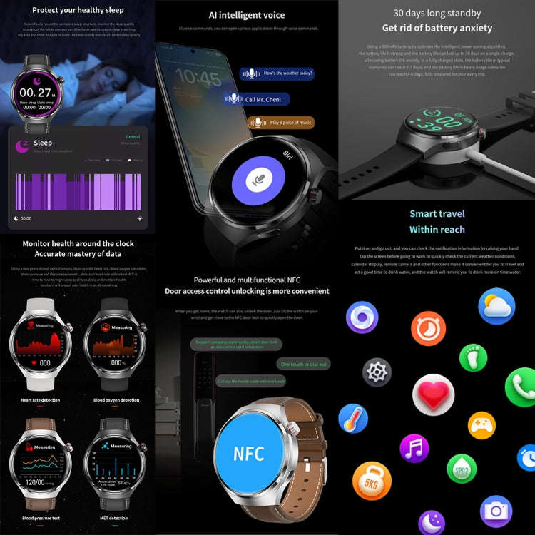 GT4 Smart Bracelet 1.53 inch Smart Watch, Support Bluetooth Call / NFC / Heart Rate(Silver)