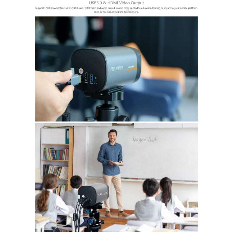 FEELWORLD HV10X Professional Streaming Camera Full HD 1080P 60fps USB 3.0 HDMI(EU Plug)
