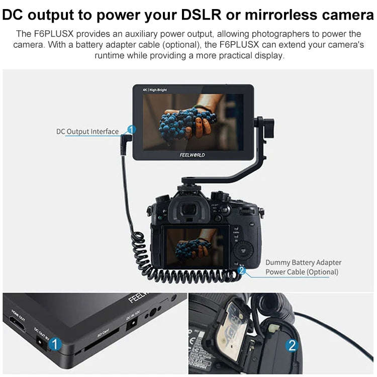 FEELWORLD F6 PLUSX 5.5 inch High Bright 1600nit Touch Screen DSLR Camera Field Monitor IPS FHD192...
