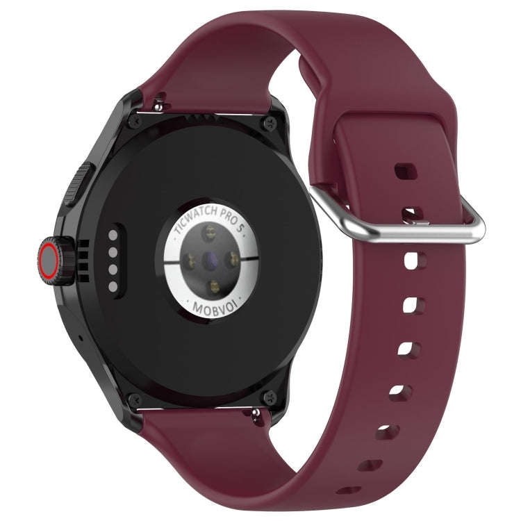 24mm Universal Small Waist Silicone Watch Band(Wine Red)