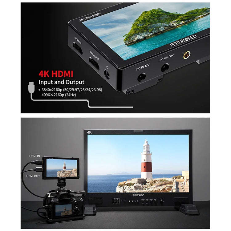 FEELWORLD LUT5E 5.5 inch High Bright 1600nit Touch Screen DSLR Camera Field Monitor F970 External...
