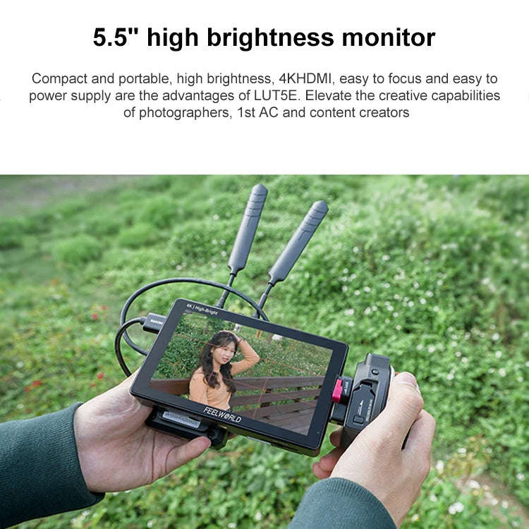 FEELWORLD LUT5E 5.5 inch High Bright 1600nit Touch Screen DSLR Camera Field Monitor F970 External...