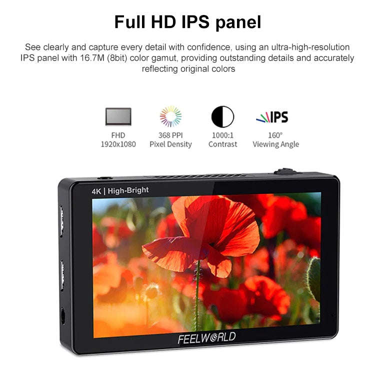 FEELWORLD LUT5E 5.5 inch High Bright 1600nit Touch Screen DSLR Camera Field Monitor F970 External...