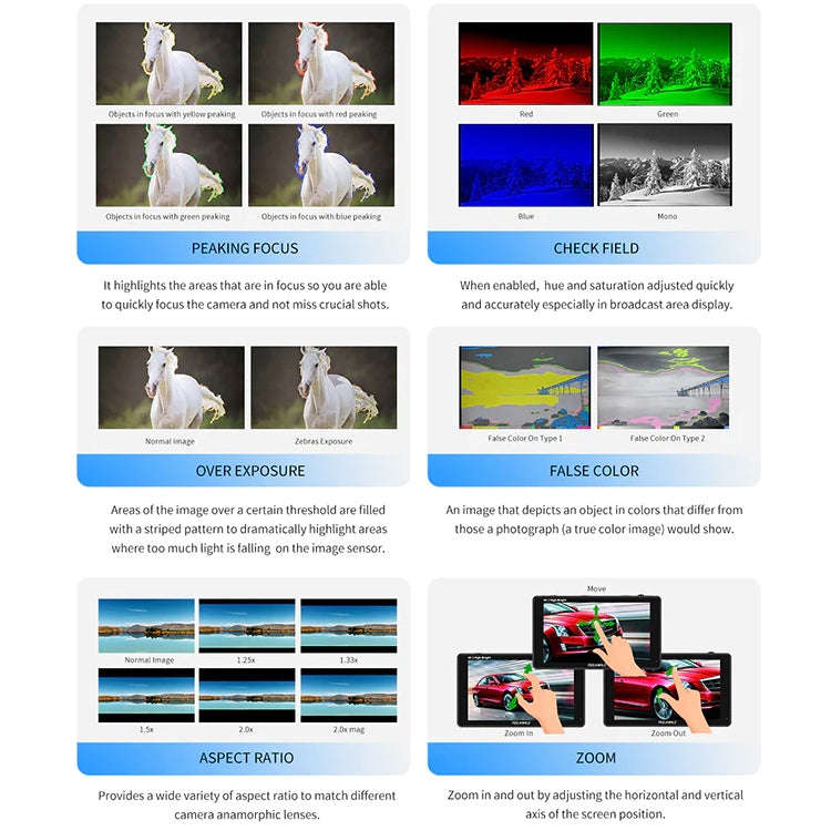 FEELWORLD LUT5E 5.5 inch High Bright 1600nit Touch Screen DSLR Camera Field Monitor F970 External...