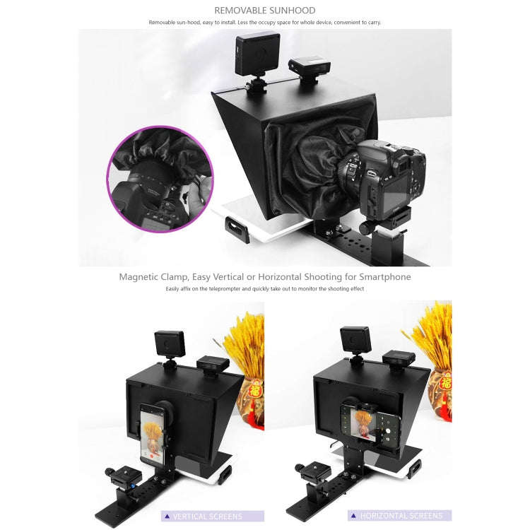 FEELWORLD TP13A Wide Angle Teleprompter for 11 inch Smartphones / Tablets Prompting Smartphone DS...