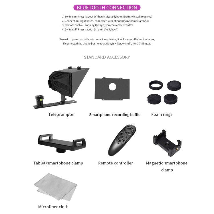 FEELWORLD TP13A Wide Angle Teleprompter for 11 inch Smartphones / Tablets Prompting Smartphone DS...
