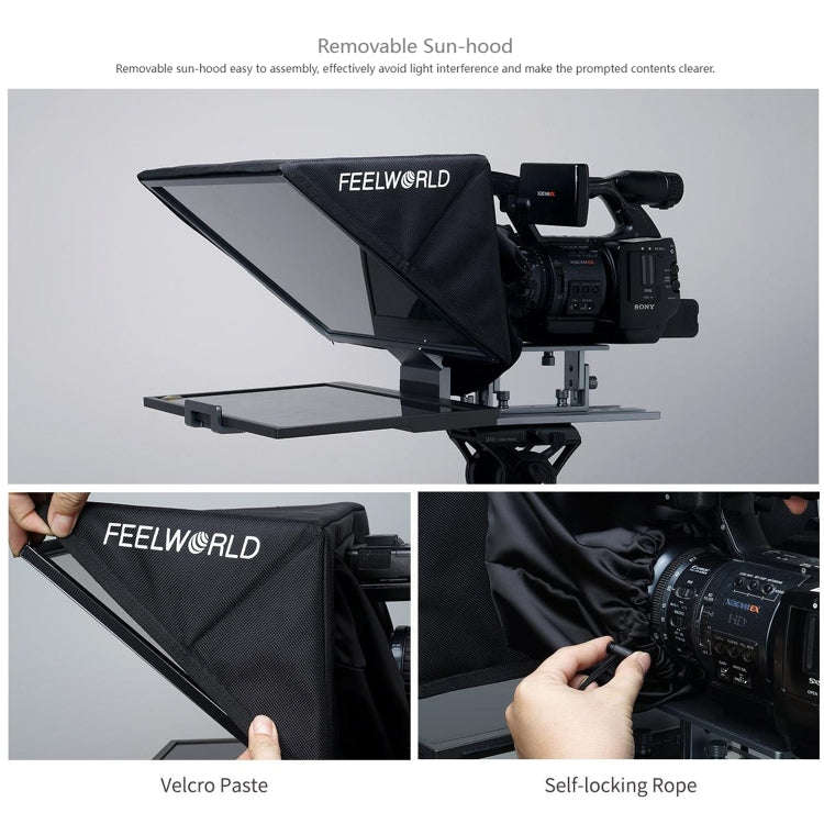 FEELWORLD TP16 16 inch Tablet Horizontal Vertical Prompting Folding Teleprompter, Bluetooth Remot...